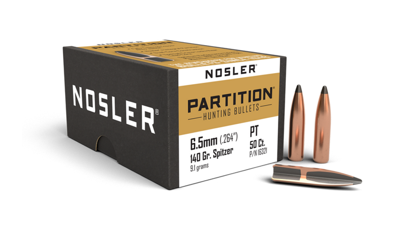 Load image into Gallery viewer, Nosler Partition 6.5mm .264&quot; Spitzer 140 GR 50 CT | FWGC
