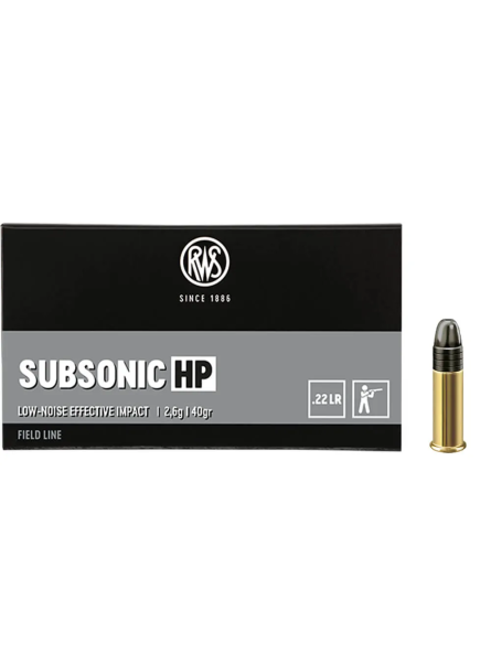 RWS Subsonic HP 22 LR Ammo, 40GR HP – 50Rds | FWGC