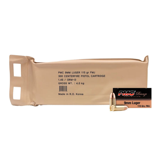 PMC Ammo 9MM 115 Grain FMJ, 300 Round Battle Pack