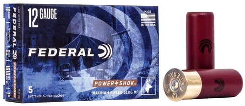 Federal Power-shok 12 Gauge 1oz. 2-3/4 inch Rifled Slug HP 5rds | FWGC