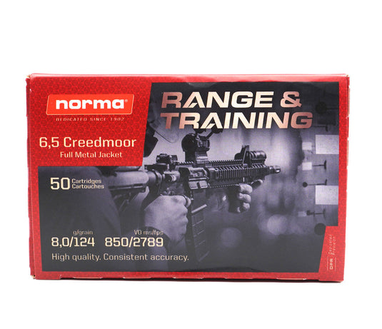 Norma Range & Training - 6.5 Creedmoor, 124gr, FMJ, Box of 50 | FWGC