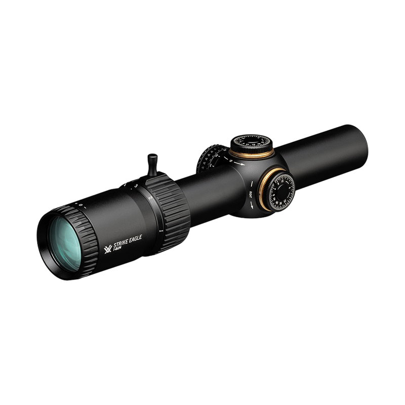 Load image into Gallery viewer, VORTEX STRIKE EAGLE 1-8X24 RIFLESCOPE WITH AR-BDC3 | FRONT VIEW DETAILED | FISHING WORLD GC CANADA
