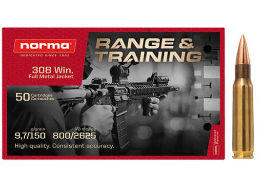 Norma Range & Training 308 Win 150 Gr FMJ, Box of 50