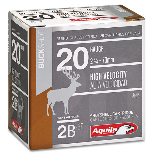 Aguila Field High Velocity 20GA 2.75" 2-3/4oz 2 Buck - 25sh Box | FWGC
