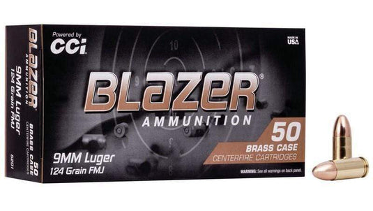 CCI Blazer 9mm 124gr FMJ Ammunition 50 Rounds