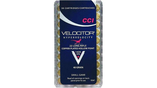 CCI Velocitor Rimfire Ammo 22 LR, CPHP, 40gr, 1435 fps