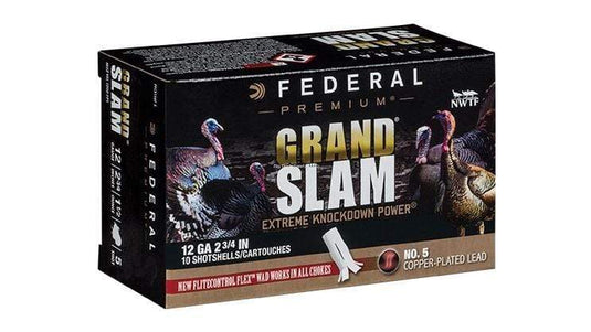 Federal Grandslam Turkey Shotshell w/ Flight Control Flex Wad 12 GA 2 3/4" MAX. 1 1/2oz 5, 10 Rounds