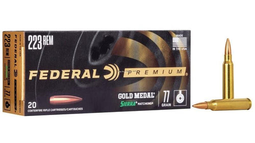 Federal Gold Medal Rifle 223 REM, SMK BTHP, 77 Gr