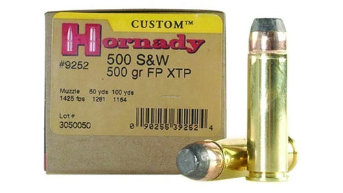 Hornady Custom Pistol Ammo 500 S&W, FP-XTP, 500 Gr, 20 ROUNDS