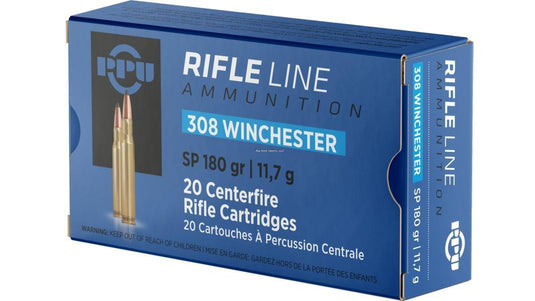 PPU PP3083 Rifle Ammo .308 WIN SP 180gr