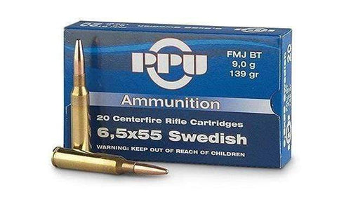 PPU 6.5x55 Swedish 139gr FMJ, 20 ROUNDS