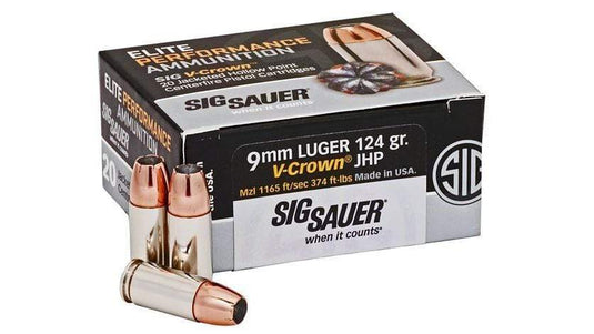 Sig Sauer 9mm Elite V-Crown 124GR JHP - 20 Rounds