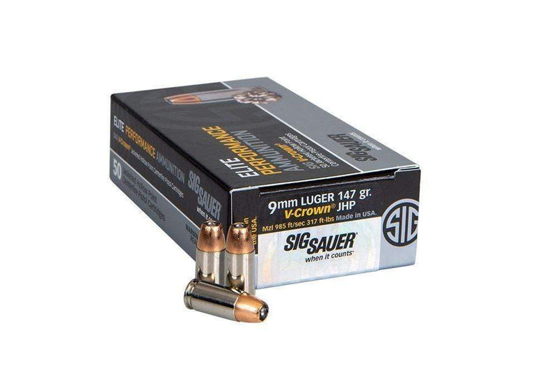 Load image into Gallery viewer, Sig Sauer 9MM 147GR ELITE V-CROWN JHP, 50 Rounds
