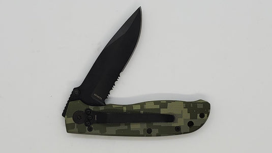 Sparta Serrated Liner Lock Knife, ACU Camo, Aluminum Frame