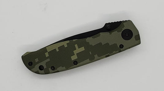 Sparta Serrated Liner Lock Knife, ACU Camo, Aluminum Frame