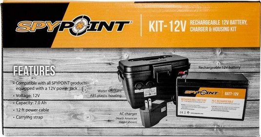 Spy Point Rechargeable 12V Battery, Charger & Housing Kit